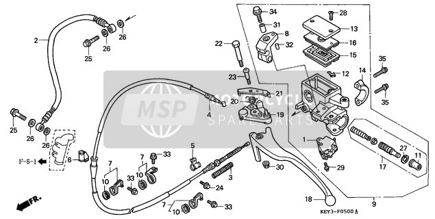 Honda FES125 2001 RR. Cilindro maestro del freno per un 2001 Honda FES125